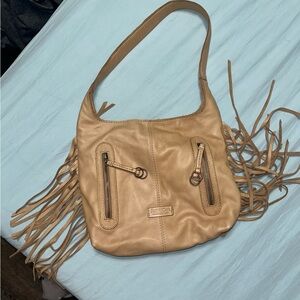 American Leather Co. Tan Fringe Shoulder Bag